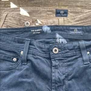 AG Adriano Goldschmied Navy and Tan Pants